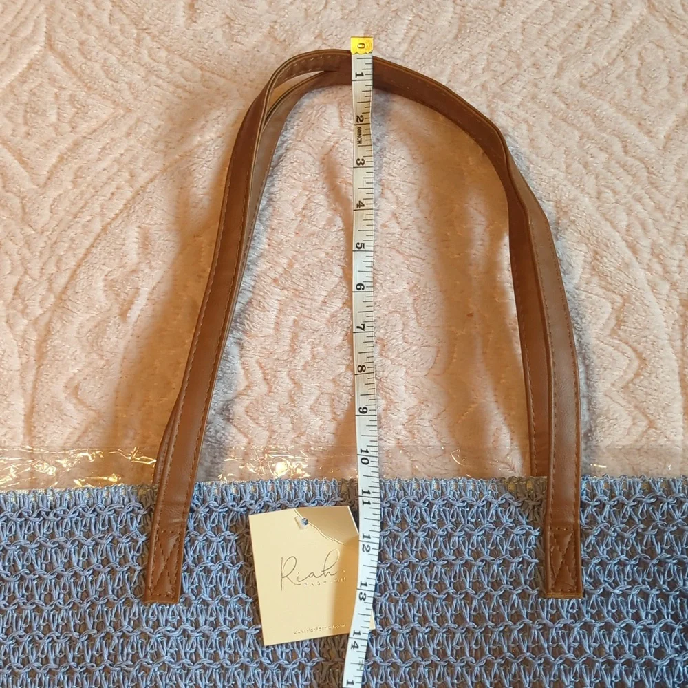 LAST ONE! Shades of Blue Rattan Crochet Shopper/Beach/Tote Bag - Picture 7 of 7